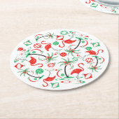 Red Christmas Flamingo Multi round Runder Pappuntersetzer (Angewinkelt)
