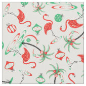 Red Christmas Flamingo Multi Stoff kleines Muster (Nahaufnahme)