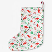 Red Christmas Flamingo Multi Strumpf doppelseitig Kleiner Weihnachtsstrumpf (Rückseite)