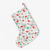 Red Christmas Flamingo Multi Strumpf doppelseitig Kleiner Weihnachtsstrumpf (Rückseite (Hängend))