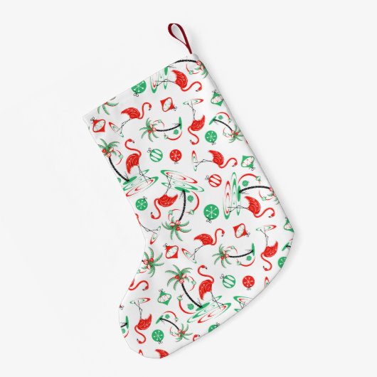 Red Christmas Flamingo Multi Strumpf doppelseitig Kleiner Weihnachtsstrumpf (Rückseite (Hängend))