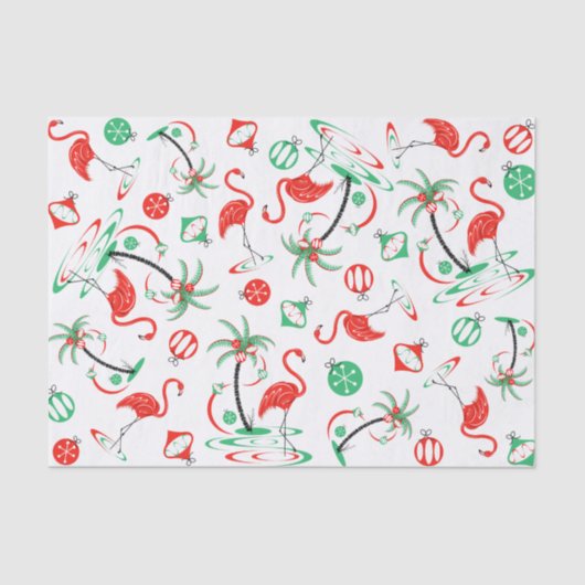 Red Christmas Flamingo Multi Tissue Papere Seidenpapier (Vorderseite)
