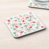 Red Christmas Flamingo Multi Untersetzer Kunststof (Linke Seite)