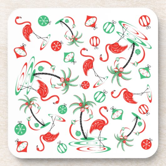 Red Christmas Flamingo Multi Untersetzer Kunststof (Vorderseite)