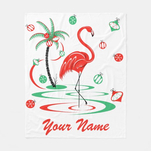 Red Christmas Flamingo Name Fleece (Vorderseite)