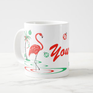 Red Christmas Flamingo Name jumbo Jumbo-Tasse