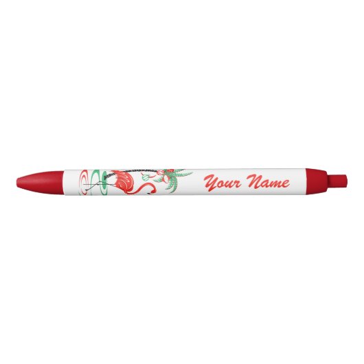 Red Christmas Flamingo Name Stift (Vorderseite)