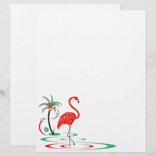 Red Christmas Flamingo Papier (Vorne/Hinten)