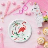 Red Christmas Flamingo Papierteller (Party)