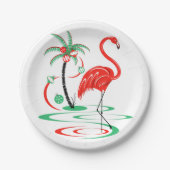 Red Christmas Flamingo Papierteller (Vorderseite)