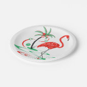Red Christmas Flamingo Papierteller (Schrägansicht)