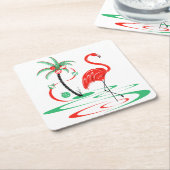 Red Christmas Flamingo Platz Rechteckiger Pappuntersetzer (angewinkelt)