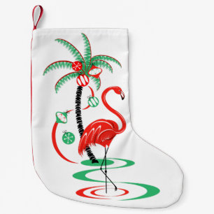 Red Christmas Flamingo Strumpf einseitig Kleiner Weihnachtsstrumpf