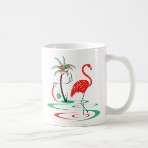 Red Christmas Flamingo Tasse