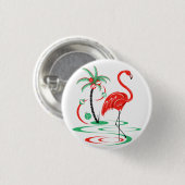 Red Christmas Flamingo Taste rund Button (Vorne & Hinten)
