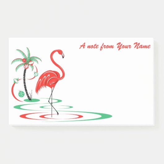 Red Christmas Flamingo Text Landschaft groß Post-it Klebezettel (Vorderseite)