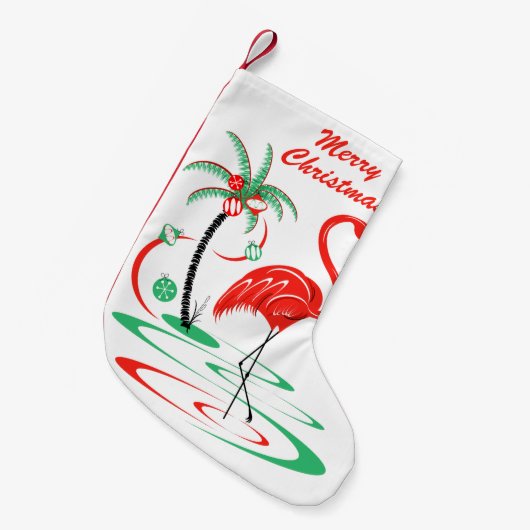 Red Christmas Flamingo Text Strumpf einseitig Kleiner Weihnachtsstrumpf (Vorderansicht (hängend))