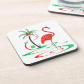 Red Christmas Flamingo Untersetzer Plastik (Linke Seite)