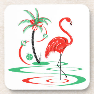 Red Christmas Flamingo Untersetzer Plastik