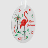 Red Christmas Flamingo Weihnachts-Acryl-Runde Ornament (Vorderseite)