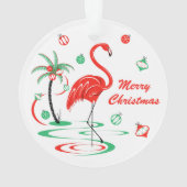 Red Christmas Flamingo Weihnachts-Acryl-Runde Ornament (Rückseite)
