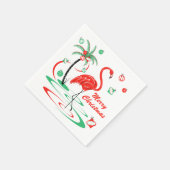 Red Christmas Flamingo Weihnachtsnapapier Serviette (Ecke)