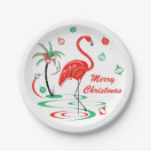 Red Christmas Flamingo Weihnachtsschild Pappteller (Vorderseite)