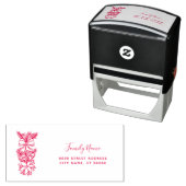 Red Christmas Floral Address Self-inking Stamp Permastempel (Beispiel)