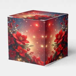 Red Christmas Floral Holiday Favor Box Geschenkschachtel