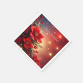 Red Christmas Floral Holiday Napkin Serviette (Ecke)