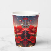Red Christmas Floral Holiday Paper Cups Pappbecher (Rechts)