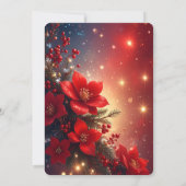 Red Christmas Floral Holiday Party Invitation Einladung (Rückseite)