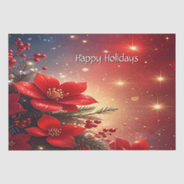Red Christmas Floral Holiday Tissue Paper Seidenpapier