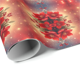 Red Christmas Floral Holiday Wrapping Paper Geschenkpapier