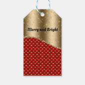 Red Christmas Floral mit Gold Ribbon und Name Geschenkanhänger (Vorderseite)