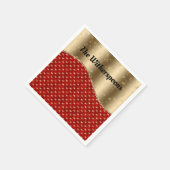 Red Christmas Floral mit Gold Ribbon und Name Serviette (Ecke)