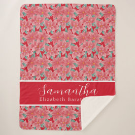 Red Christmas Floral Poinsettia Personalisierter N Sherpadecke