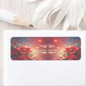 Red Christmas Floral Return Address Label (Insitu)