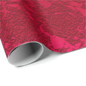 Red Christmas Floral sukculent Muster Metallic Geschenkpapier (Rolleneckpunkt)