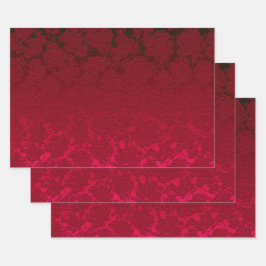 Red Christmas Floral sukculent Muster Metallic Geschenkpapier Set
