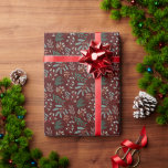 Red Christmas Foliage Muster Geschenkpapier<br><div class="desc">Weiße Weihnachtsmuster Umhüllung Papier mit Illustration von Urlaub botanischen als.</div>