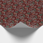 Red Christmas Foliage Muster Geschenkpapier (Ecke)