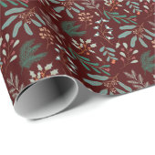 Red Christmas Foliage Muster Geschenkpapier (Rolleneckpunkt)