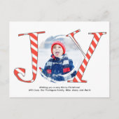 Red Christmas Foto Collage Joy Typografy Postkarte (Vorderseite)