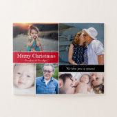 Red Christmas Foto Collage Wir Liebe Sie zu Stücke Puzzle (Horizontal)