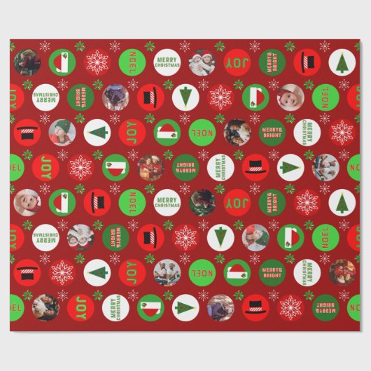 Red Christmas Foto Geschenkpapier (Flach)