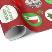 Red Christmas Foto Geschenkpapier (Rolleneckpunkt)