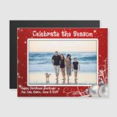 Red Christmas Foto Magnetkarte (Vorne/Hinten)