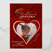 RED Christmas Foto Oma Folien Feiertagskarte (Vorderseite)