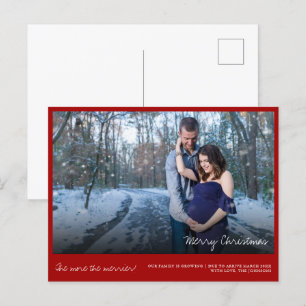 Red Christmas Foto Pregnancy Announccard Feiertagspostkarte